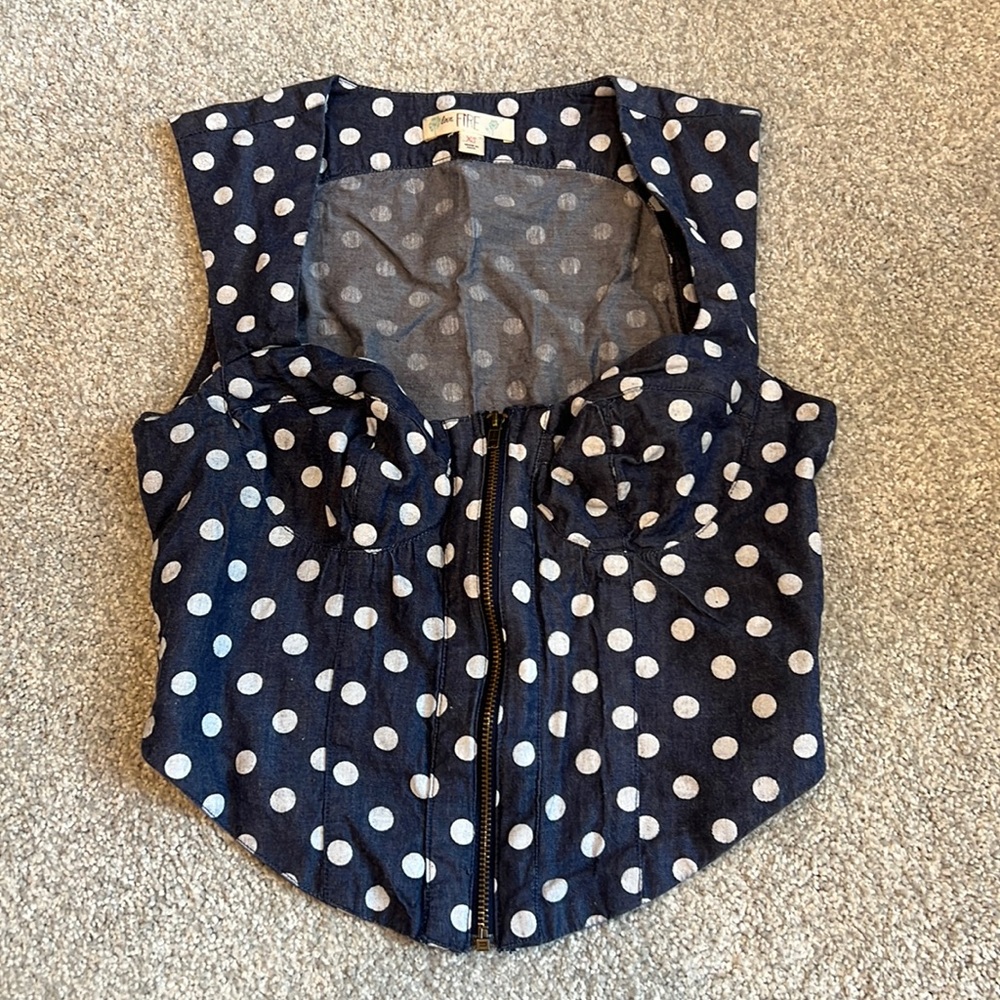 Denim Polka Dot Bustier